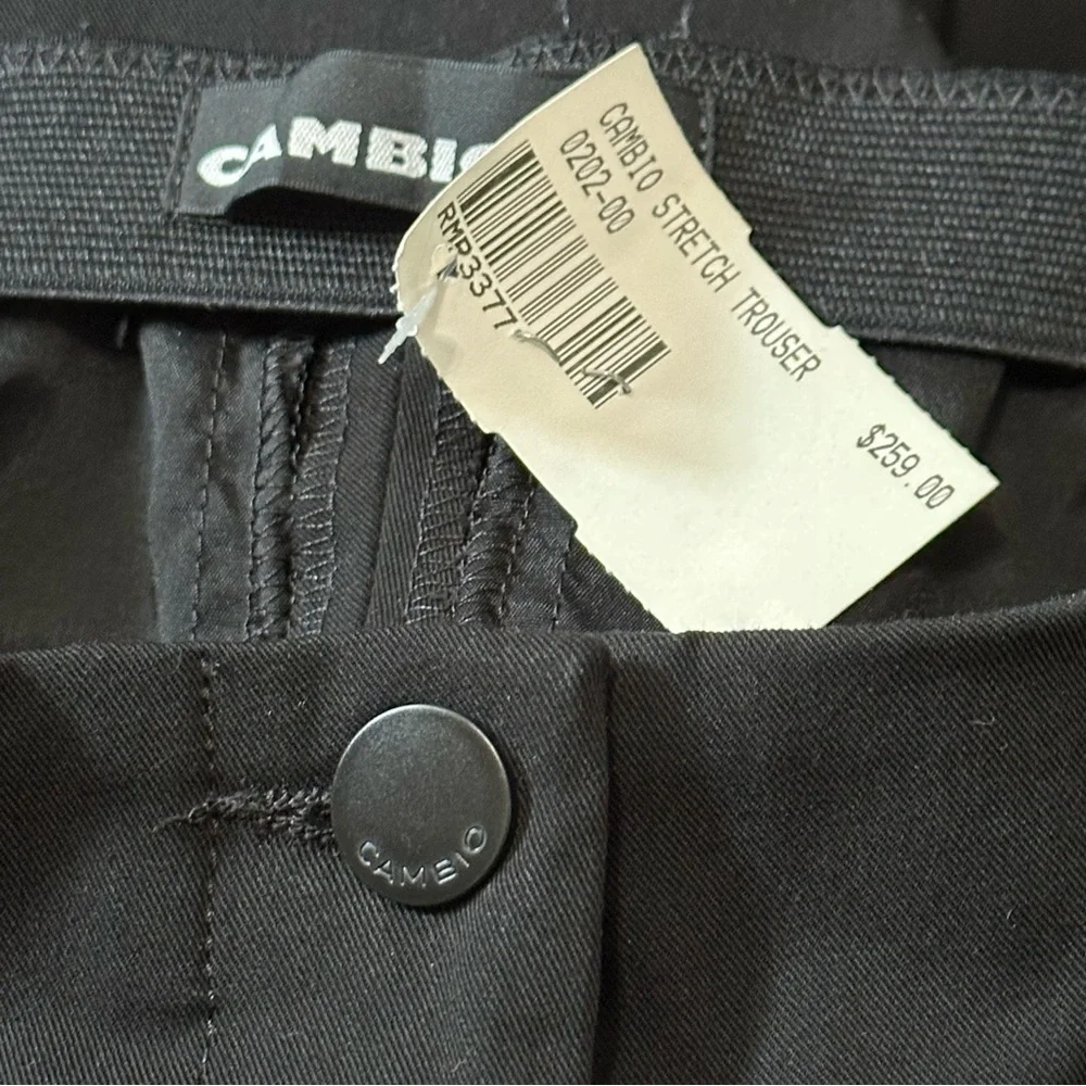 CAMBIO Women’s Size 2 Black Ros Techno Stretch Pin Tuck Seamed Trousers Pants